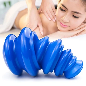 

4Pcs Vacuum Cans Massage Silicone Cupping Moisture Absorber Ventouse Anti Cellulite Physical Therapy Blue Device Health Care