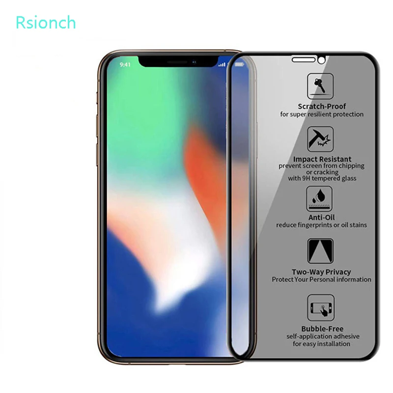 Rsionch 9H закаленное стекло для iPhone 11 Pro Max XR XS антишпионское на 7 8 Plus стекло|Защитные