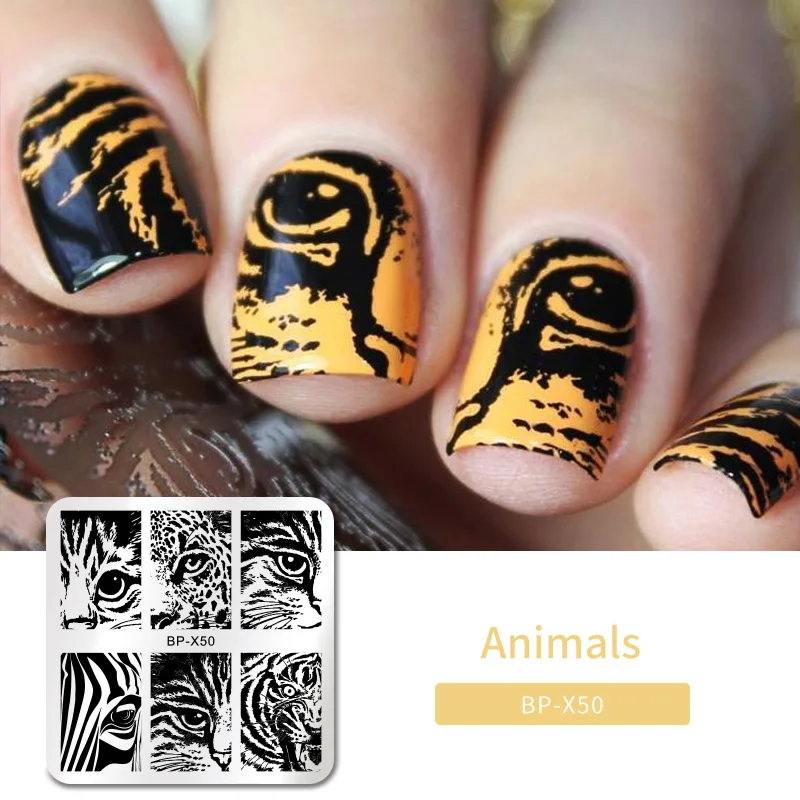 Животные тема ногтей штамповки пластины штамп пластины шаблон дизайн ногтей маникюр кошка собака Леопард Зебра изображение DIY дизайн