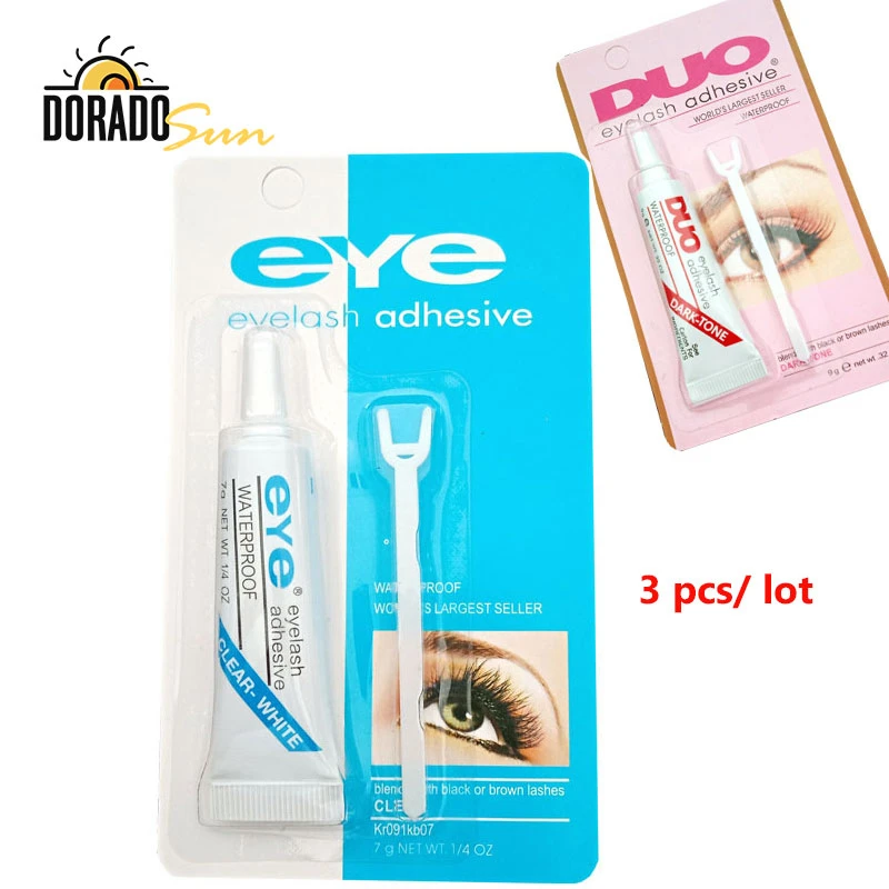 

Doradosun 3 Pcs Eyelsh Glue Makeup Adhesive False Eyelash Glue Clear-white Dark-black Waterproof EyeLash Cosmetic Tools
