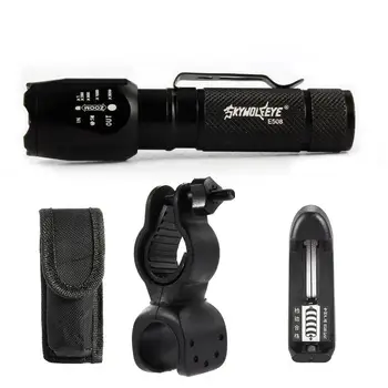 

SKYWOLFEYE 8000 LM Zoom LED Portable Waterproof Camping Hiking with Flashlight Pouch Charger Clip