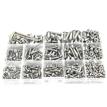 

503Pcs M3 M4 M5 Stainless Steel Button Head Hexagon Hexagon Bolt Machine Screw and Nut Kit
