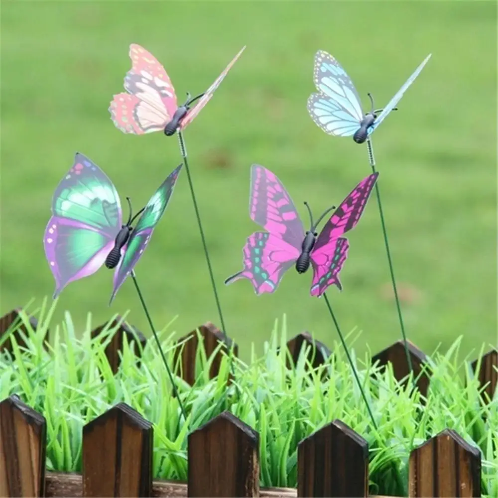 

24pcs/Bunch Butterfly Stake Colorful Whimsical Butterfly Stake Yard Patio Planter Flower Pot Home Garden Outdoor Decoration