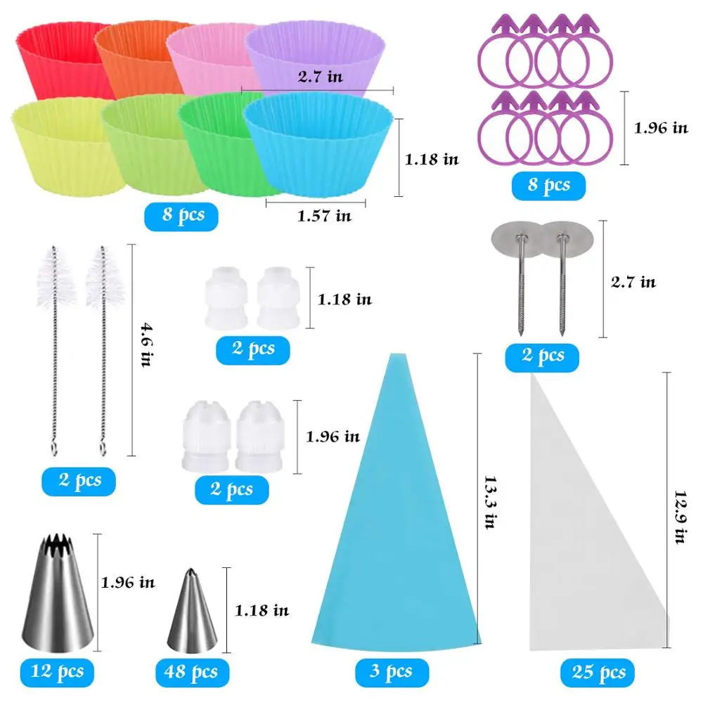 120 шт комплект для украшения торта, принадлежности для выпечки, набор с бонусами, общая форма для выпечки, набор с поворотным шпателем, пакетики и наконечники