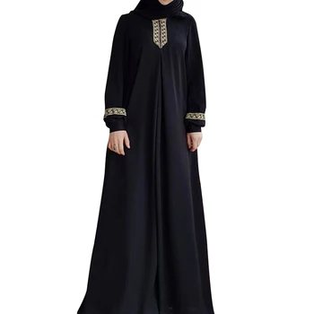 

Women Long Sleeves Dress Vintage Print Loose Simple Retro Dress for Spring -MX8