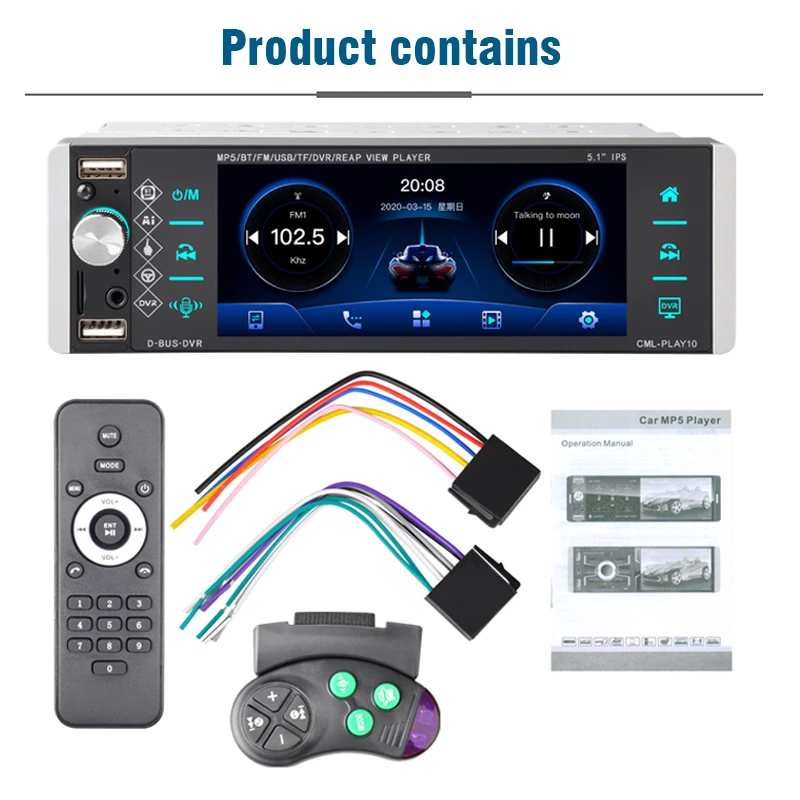 1din Mp5 Player Touch Car Radio Bidirectional Interconnection RDS