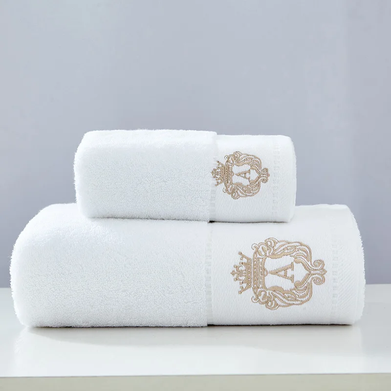 LREA 1 шт. модное однотонное вышитое благородное банное полотенце хлопок материал мягкий и удобный защищает вашу кожу 70x140 см - Цвет: white