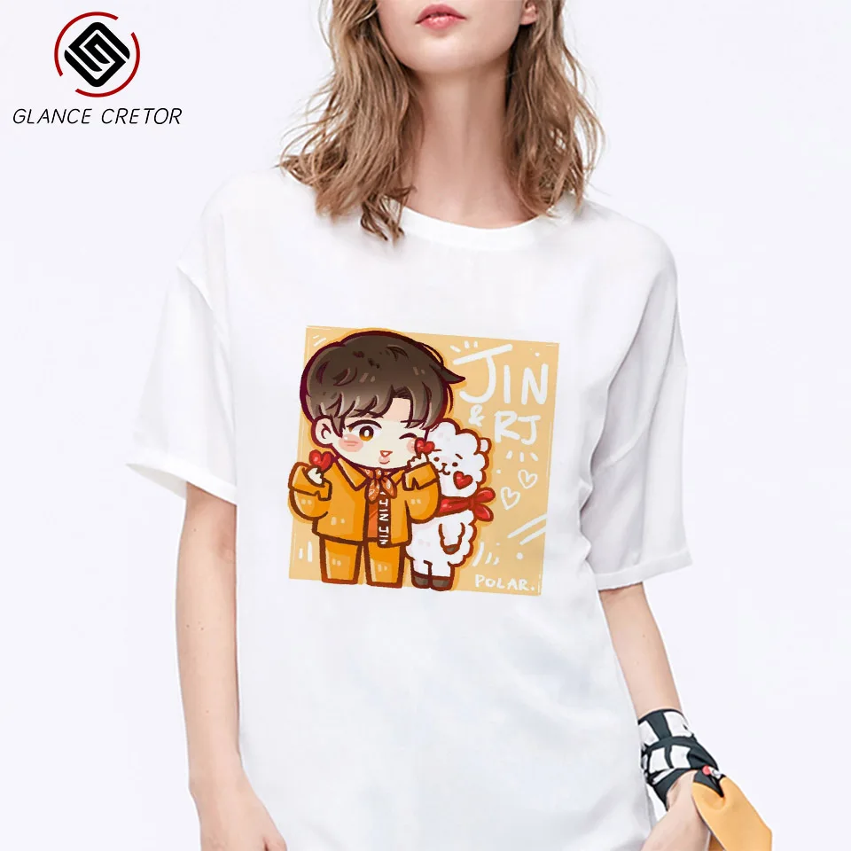Милая уличная футболка JIMIN V JUNGKOOK топ мужские корейские футболки Летние