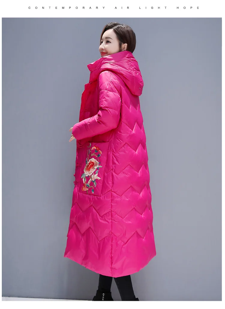 Winter Body Hugging Fashion Mid-length Printed Zipper Stand Collar down Jacket QDFYM68066