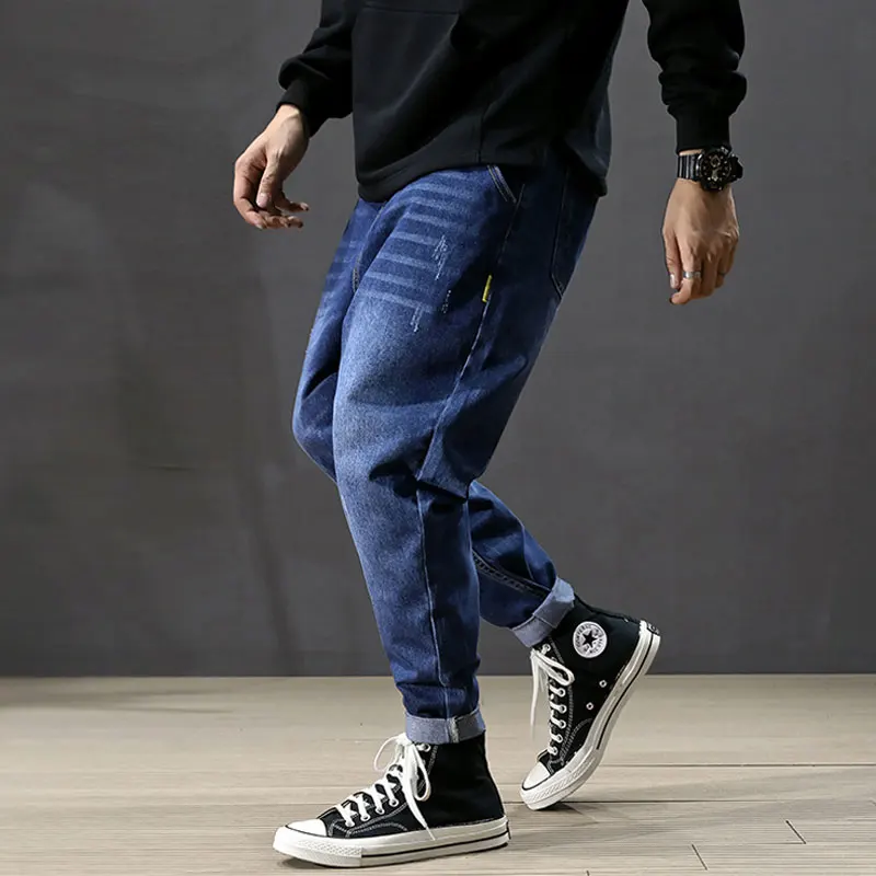 2019 New Pants Punk Style Fashion Mens Jeans Loose Fit Jogger Pants Blue Color Hip Hop Jeans Cargo Pants 2019 New Pants Punk Style Fashion Mens Jeans Loose Fit Jogger Pants Blue Color Hip Hop Jeans Cargo Pants