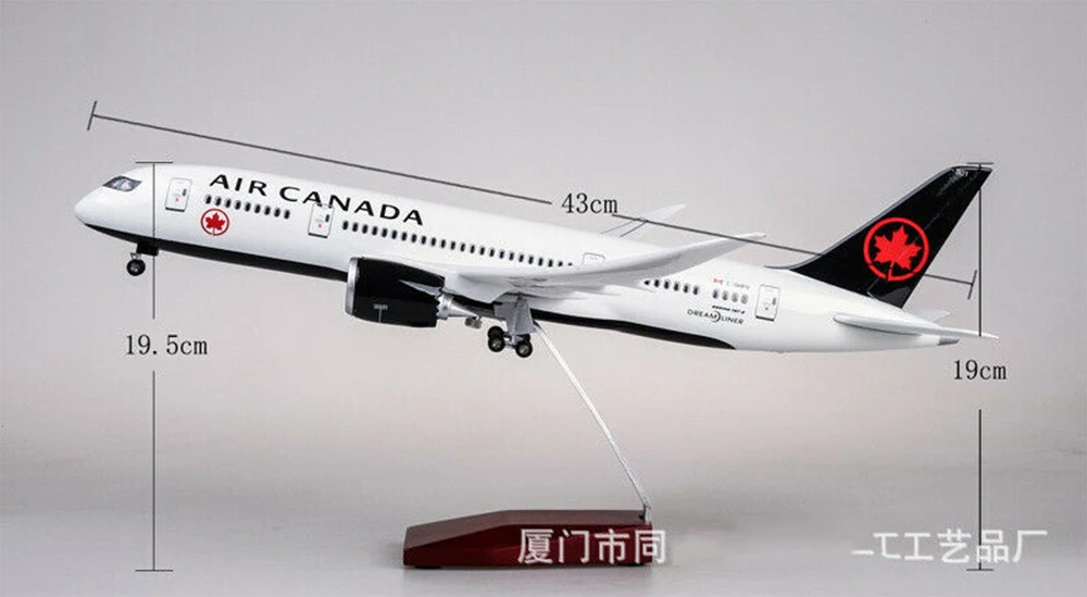 Детские игрушки, модель 11/130 года, Воздушная Канада, B787, Passanger, самолет, 43 см, Aircrat, светодиодный, голосовая лампа, полимерный самолет, 43 см, Passanger, самолет, модель ВВС