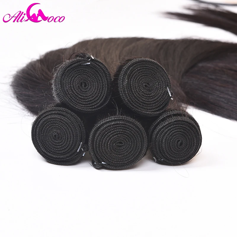 H8333ff41f39a49579e67453e58afa295d Ali Coco 28 30 32 34 40 Inch Brazilian Straight Bundles With Lace Frontal Human Hair Bundles With Frontal Remy Hair Extensions