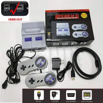 

DHL 50pcs dhl Mini HD HDMI TV Video Game Console Handheld Retro Family Game Console Built-In 821 Classic for SNES games Dual