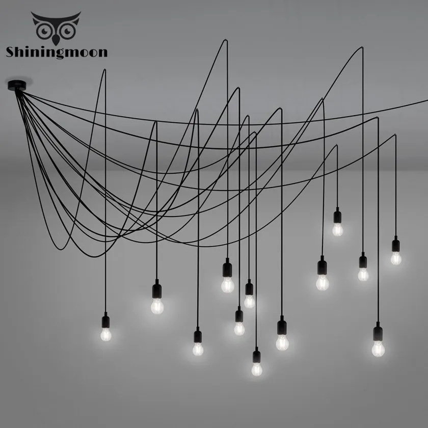 

Modern Black Iron Multiple Lampshade Pendant Lights Hotel Lobby Decoration Pendant Light Fixtures Cafe Shop Hanglamp Luminaria