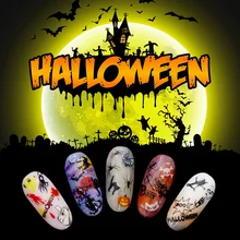 FlorVida стикер для дизайна ногтей s на Рождество Хэллоуин Новогодняя наклейка для ногтей клейкая наклейка теплопередающий пресс на ногти 3D Маникюр