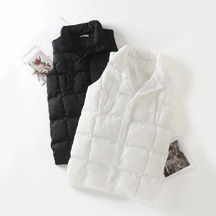 New Women Plus Size XL-5XL Winter Padded Vest Sleeveless Jacket Pocket Coat Waistcoat Turn Down Collar White Warm Thick Vests