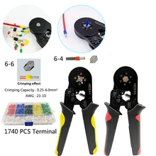 Auto-ajustável friso alicate + terminais de friso define AWG24-10 terminais de tubo de cabo de fio alicate de friso multi ferramentas manuais