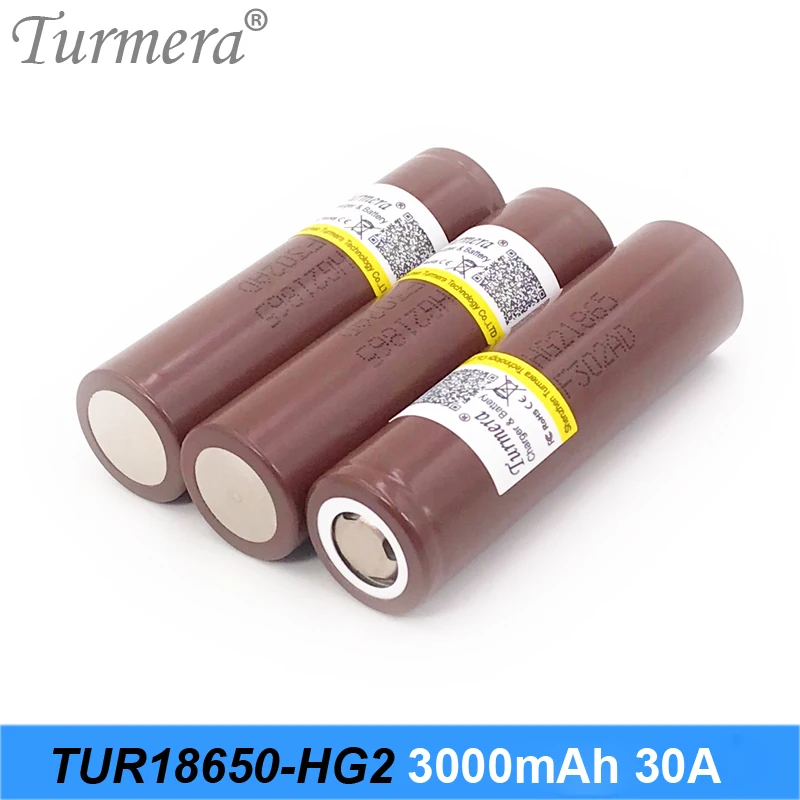 Turmera inr18650 hg2 18650 3000mah battery 18650 30a for electric cigarette and screwdriver 05