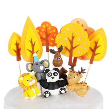 

1pcs Cute Cartoon Animal Party Cake Topper Decor Creative Ceramic Process Kids Baby Birthday Party Decoration Wild Animals Cake