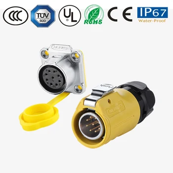 

9 pin IP67 panel waterproof power connector pastic and metal plug socket car/audio connector panel/wiring terminal connector