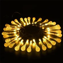 Трансграничной для светодиодный солнечного света строки 6 м 30 светодиодные лампы воды Подвеска «капелька» открытый двор рождественских каникул декоративные Festoo