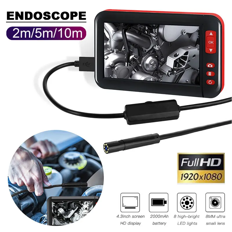 

ABS 4.3 Inch Ear Spoon Borescope Endoscope Portable Practical Photos Inspection Camera Monitoring Waterproof 8mm