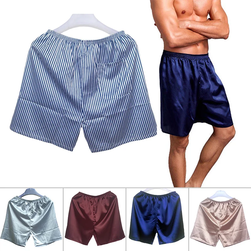 cotton pajamas for men New Men' S Loose Pajamas Comfortable Sleepwear Underwear Satin Boxers Shorts Nightwear Shorts Home Pants men's cotton pajama pants with pockets