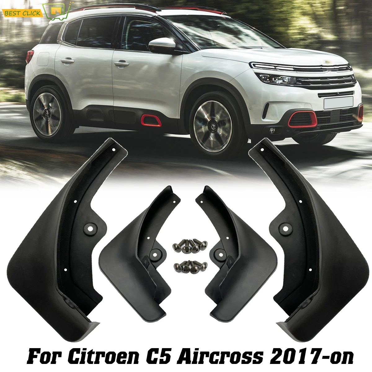 4pcs ABS Plastics Mud Flaps Splash Guard Fender Mudguard Fit For Citroen DS5 14+