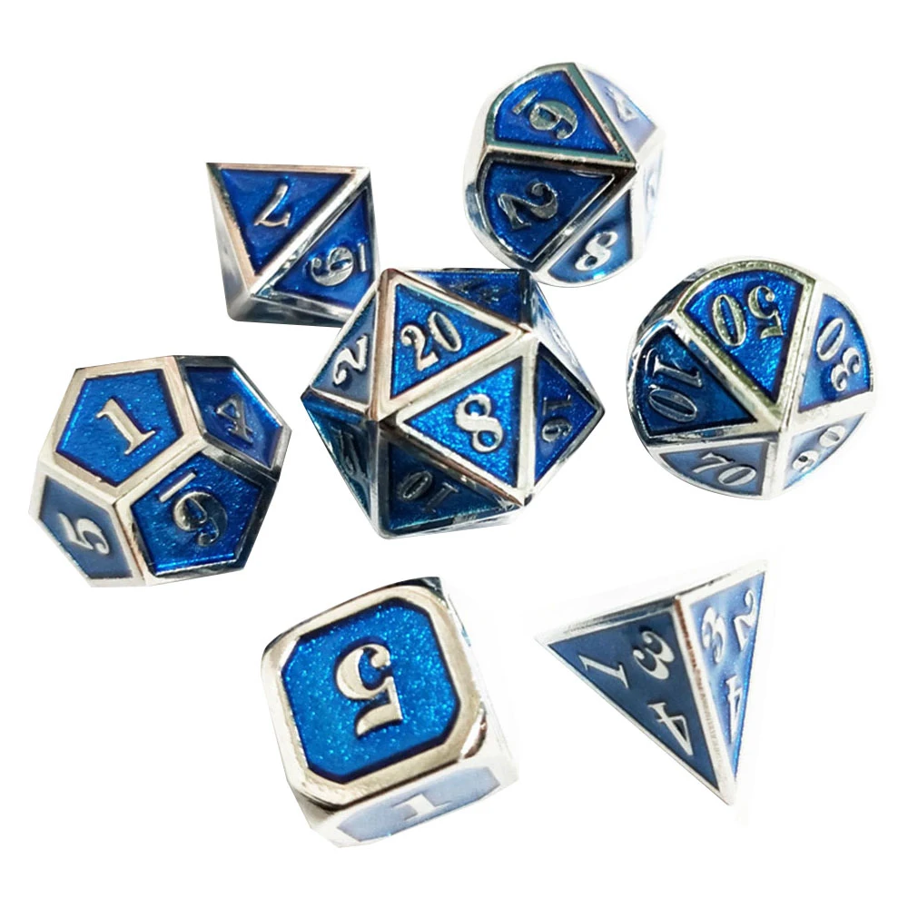 

Factory Outlet New Font Dungeons & Dragons 7pcs/set Creative RPG Dice D&D Metal Dice Set Transparent Green Purple Red Blue