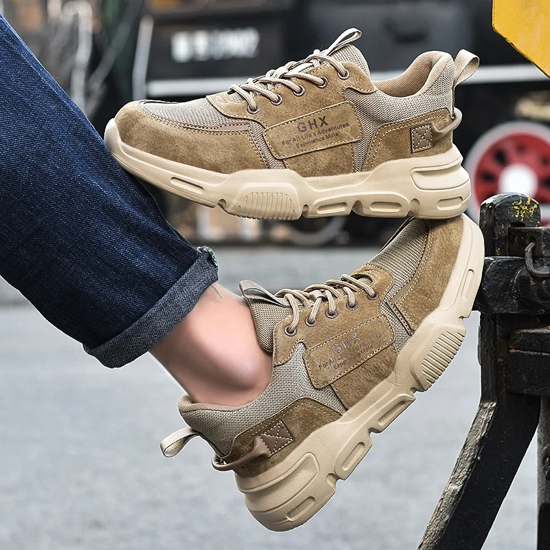 Work safety shoes men steel toe anti-puncture indestructible lightweight breathable safety boots Kevlar insole work sneakers safety shoes men shoes