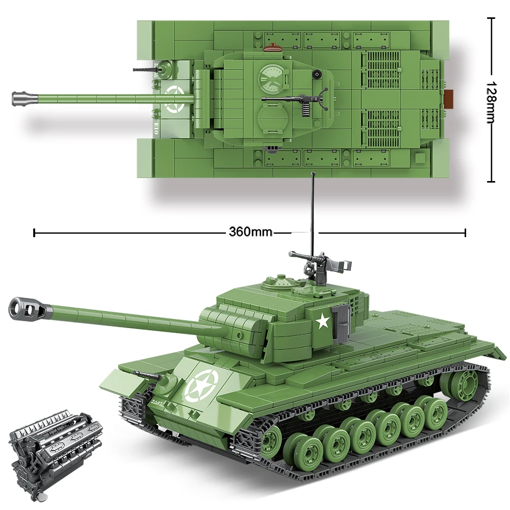 Набор деталей для сборки военного танка M26 немецкий светильник Танк WW2 VK1602