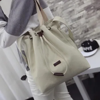 

Women Fashion Bag Concise Casual Large Capacity Shoulder Bag Solid Color Canvas All-match Shoulder Bag