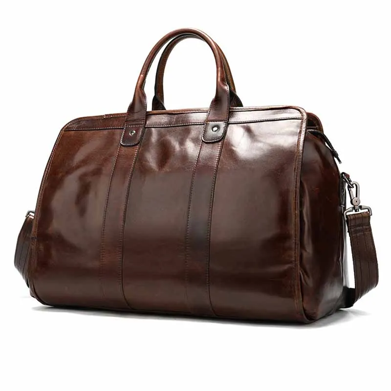 Luufan-Bolsa De Equipaje De Viaje De Cuero Genuino Para Hombre, Bolso De Mano De Gran Capacidad, Tilo Vintage, Ideal Para Fin De Semana - AliExprs