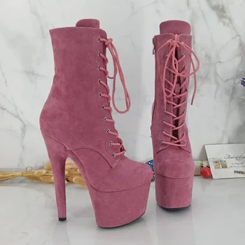

Leecabe Pink Suede Upper 17CM/7inches Pole dancing shoes High Heel platform Pole Dance boot