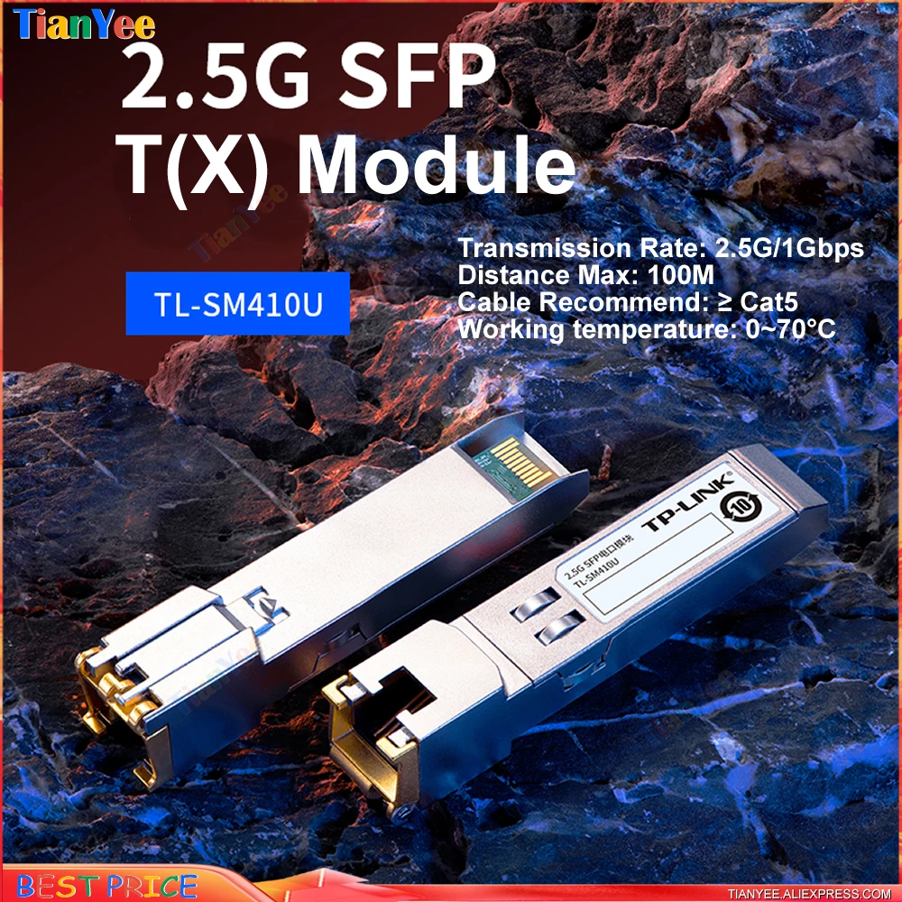 Tl-Sm410U Nuovissimo 2.5G Sfp 2.5G/1Gbps T(X) Modulo Rj45 Compatibile Per Commutare Il Porto Di Sfp Al Porto Elettrico Di 2500M T(X)