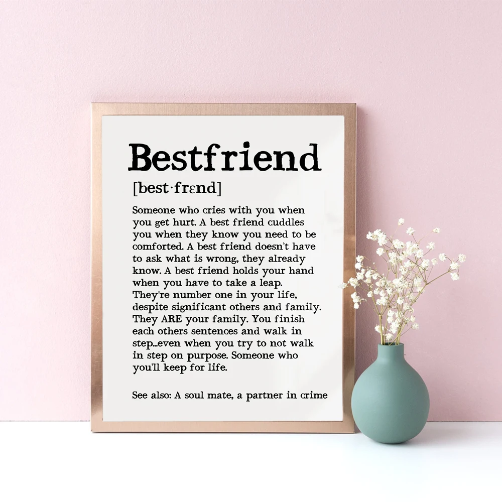 Best Friend Definition Quote Posters and Prints Funny Gifts Idea To Friend Modern Paintings on The Wall Pictures Home Decoration