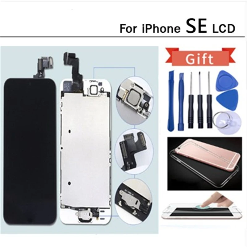 

100% Tested Top quality LCD Display for iPhone 5se Touch Screen Digitizer Replacement With Home Button Front Camera Complete LCD