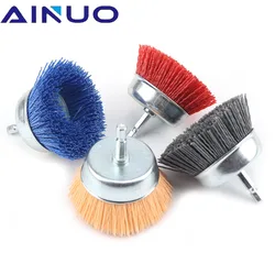 Brosse de tasse en Nylon, roue à fil abrasif pour perceuse, outil rotatif de polissage et d'ébavurage du bois, tige de 6mm, 1/3/4 pièces 