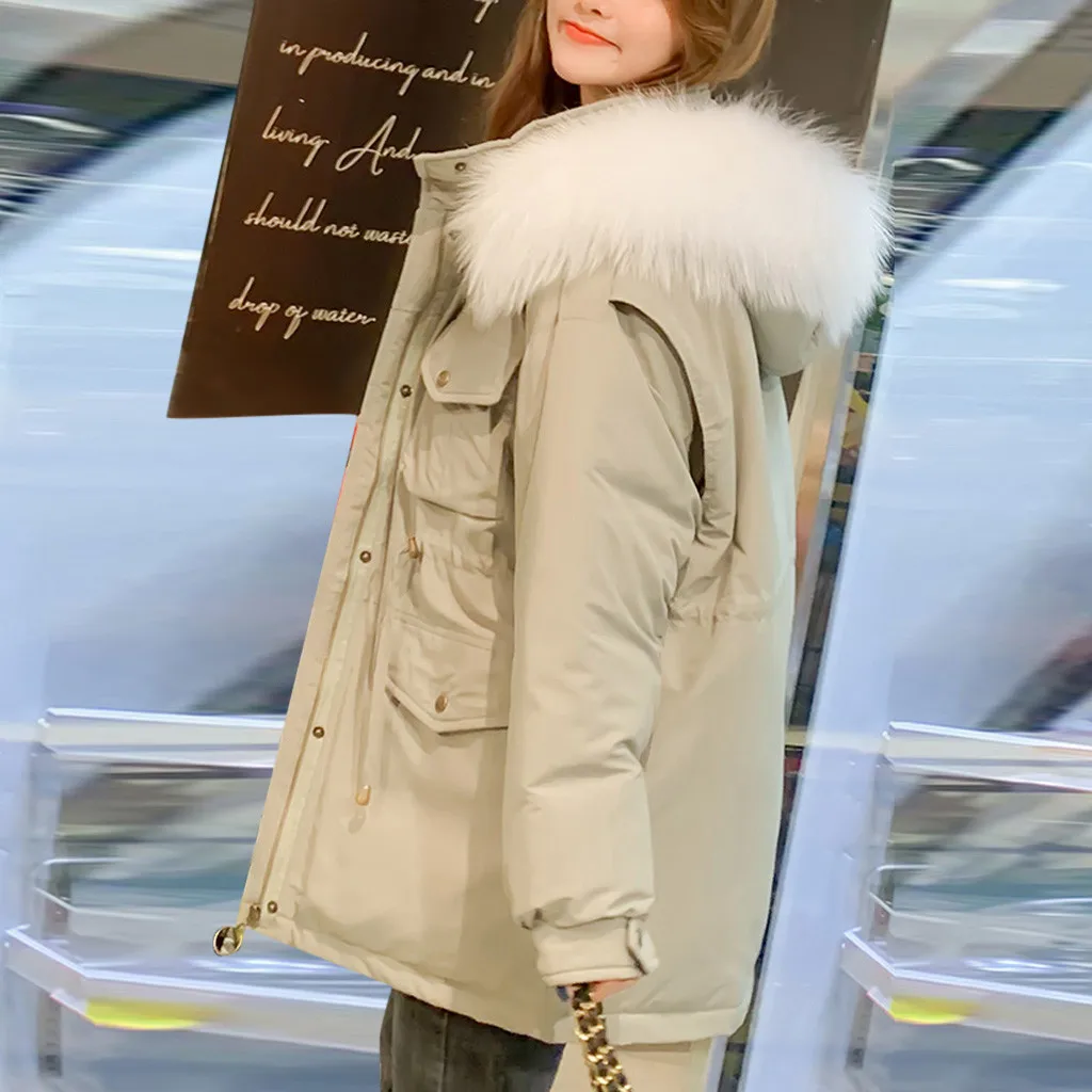 Популярное Новое Женское пальто harajuku зимняя теплая толстая верхняя одежда пальто с капюшоном женская тонкая хлопковая стеганая куртка manteau femme hiver