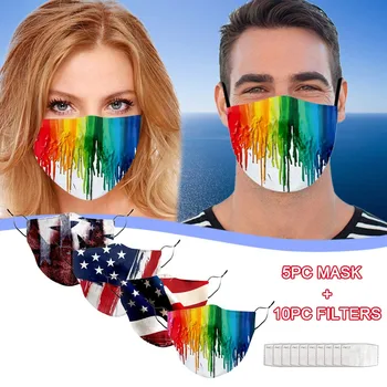 

5pc Adult Flag Washable Windproof Smog Breathable Cotton With Gasket Mouth Mask Mascarilla Reutilizable Mondkapjes Herbruikbaar