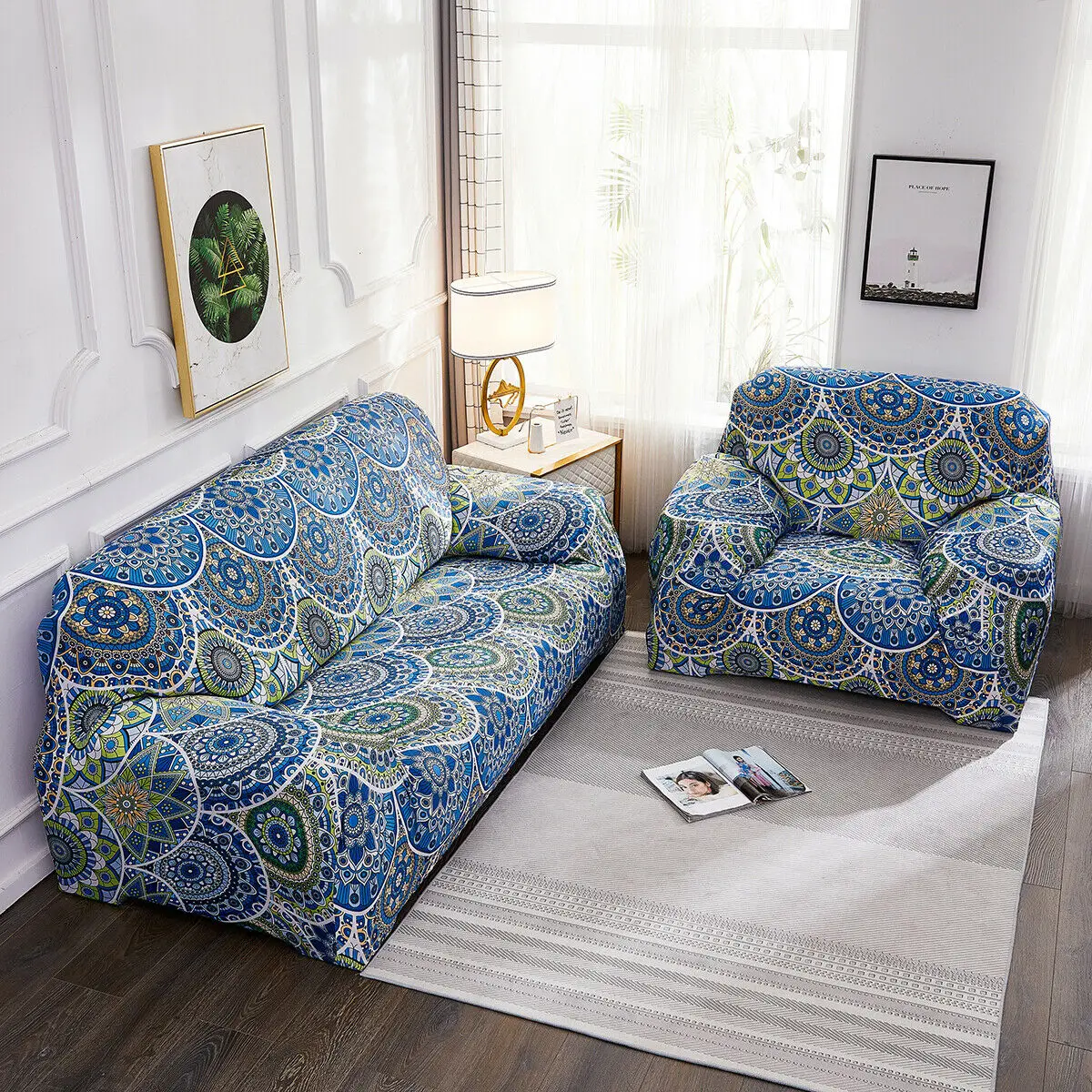 1/2/3/4 Seater Morocco All-inclusive Sofa Cover Slipcover Polyester Spandex Stretch Printed Bohemian Polyester Furniture Cover