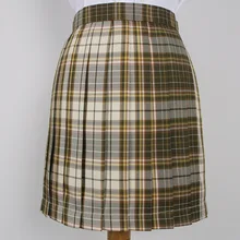 Японская летняя школьная юбка JK, Студенческая Женская клетчатая плиссированная юбка с высокой талией, для девочек-подростков, янтарная коричневая юбка для школьной формы, юбка