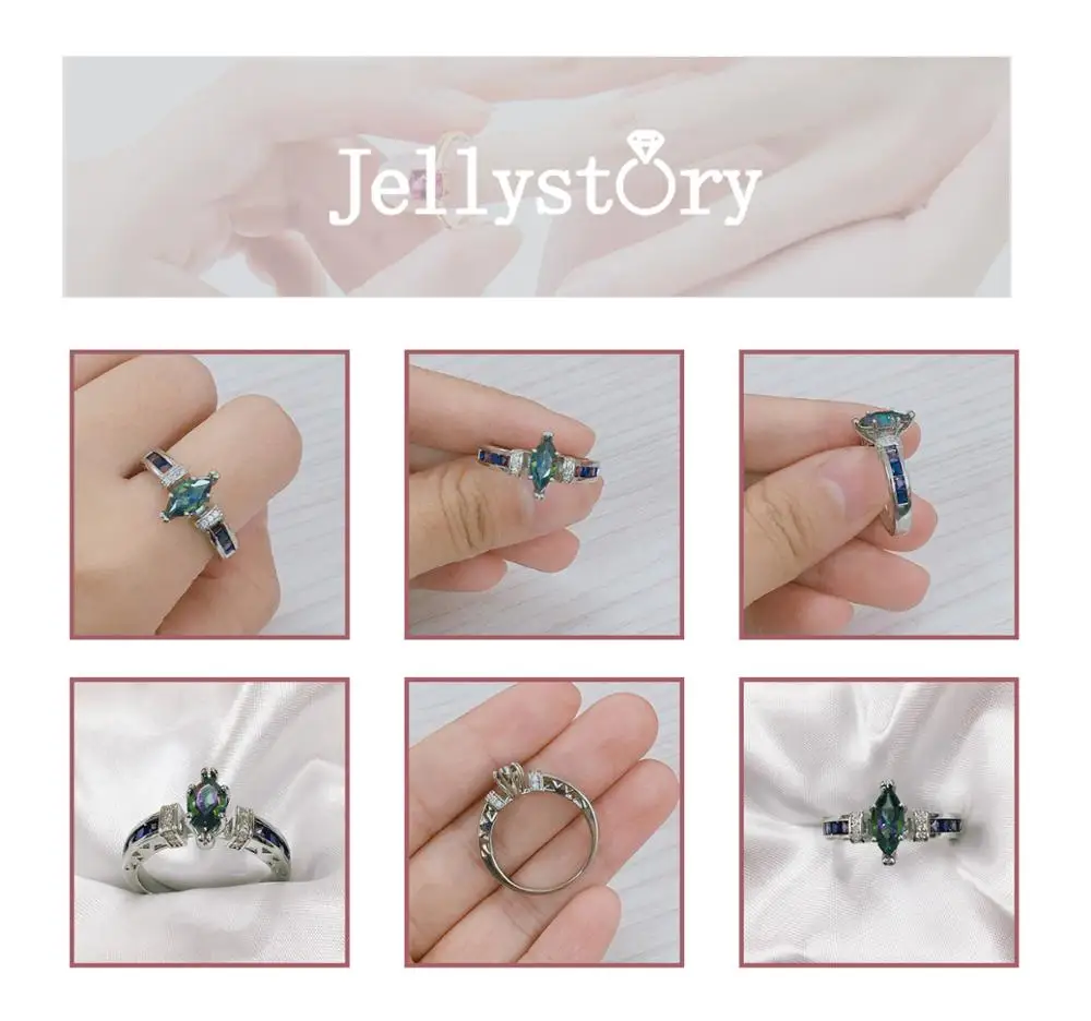 Jellystory Fashion Oval Shape Rings with Colorful Topaz Gemstones 925 Sterling Silver Jewelry Ring For Women Wedding Party Gifts silver ring wedding rings silver rings gemstone ring natural stone ring