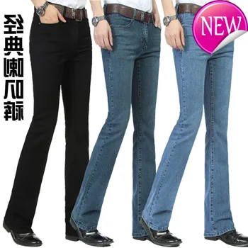 

High Free Shipping Quality New Spring Summer New Men's Smart Casual Boot cut Jeans Business Flare Pants Plus Size Trousers