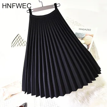 

Solid Color famale's Pleated Skirt 2020 New High Waist Korean Loose A-line Temperament Skirt Women 2020 Spring New Y810