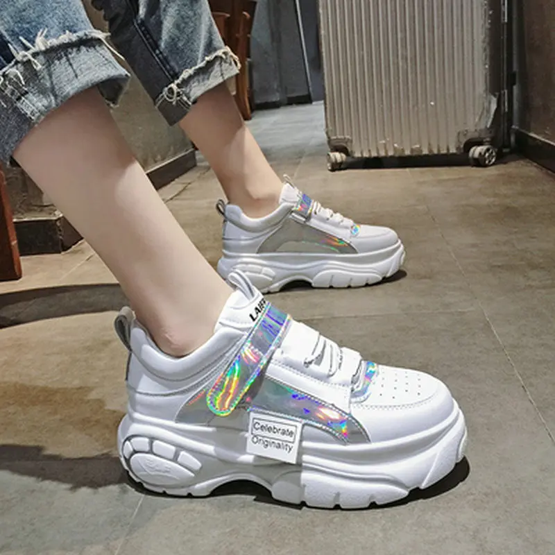 Размеры 35-44 женские модные повседневные кроссовки на толстой подошве высокого