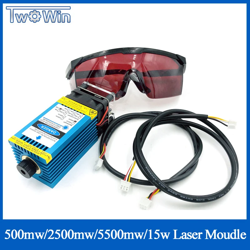  500mw 2500mw 5500mw15000mw 33mm Adjustable Blue Laser Module CNC Laser Engraving PWM/TTL Module Las