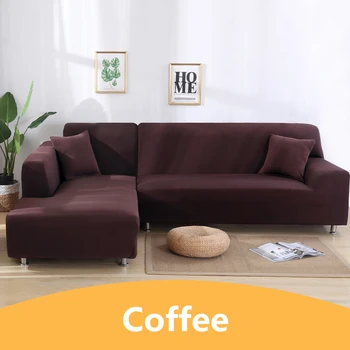 

Solid Color Corner Sectional Sofa Covers for Living Room Elastic Spandex Couch Cover Slipcovers Chair Protector 1/2/3/4 Seater