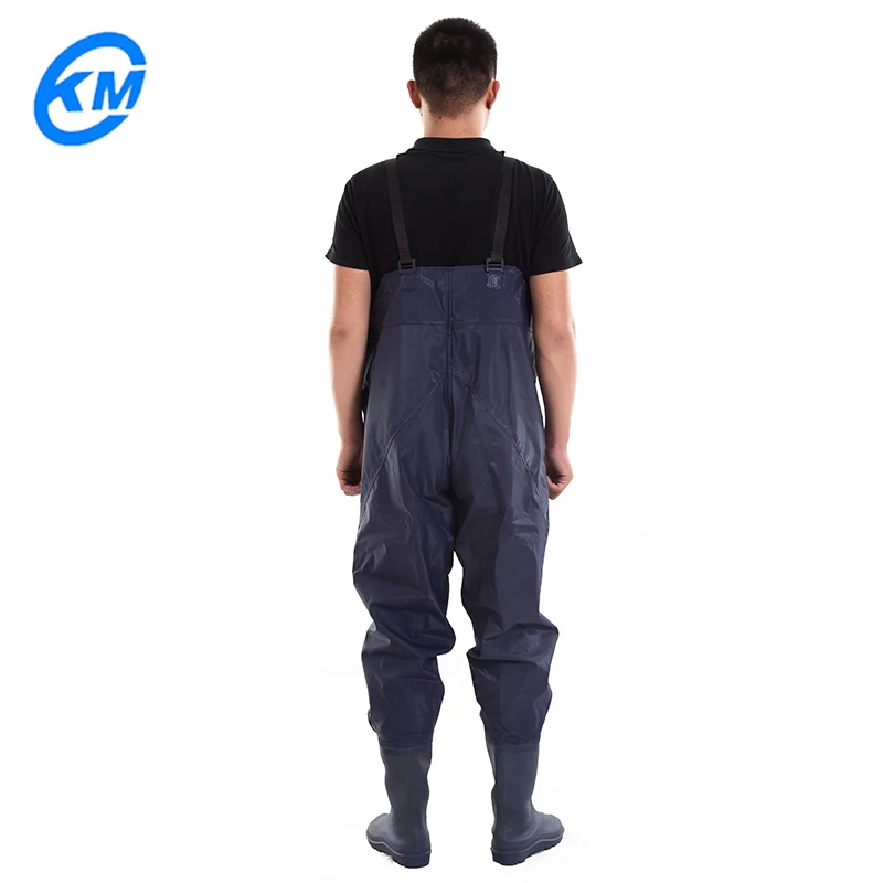 0.55 mm thickness chest fishing waders with PVC coated mesh fabric