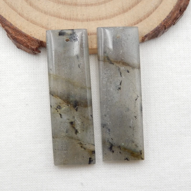 Vendita Calda Labradorite Doppio Foro Orecchini Perlina, Pietra Per Orecchini Making36X10X4Mm8G
